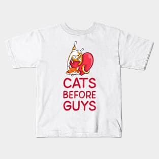 Cats Before Guys design Kids T-Shirt